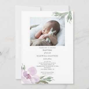 Boho Baptism Invitation Girls Foto Kaart