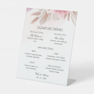 Boho Bar Cocktail Drankenselectie Tafelstandaard Reclamebord Met Voetstuk