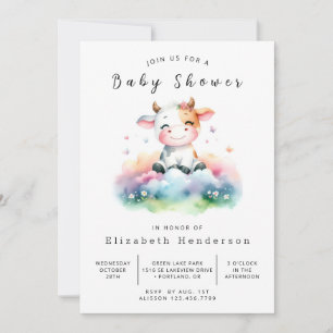 Boho Barn Calf Koe Baby shower Kaart