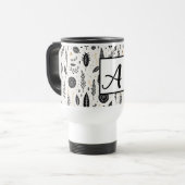 Boho Basic Black and White Travel Mug (Devant gauche)