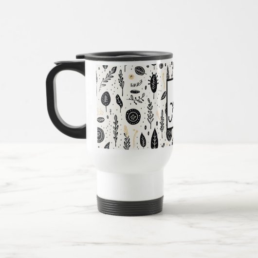 Boho Basic Black and White Travel Mug (Gauche)