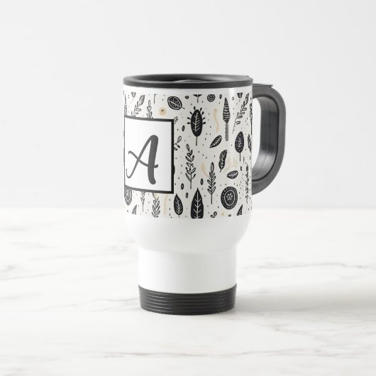 Boho Basic zwart-wit reismok Reisbeker (Voorkant rechts)