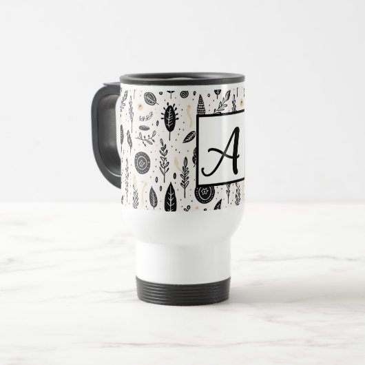 Boho Basic zwart-wit reismok Reisbeker (Voorkant links)