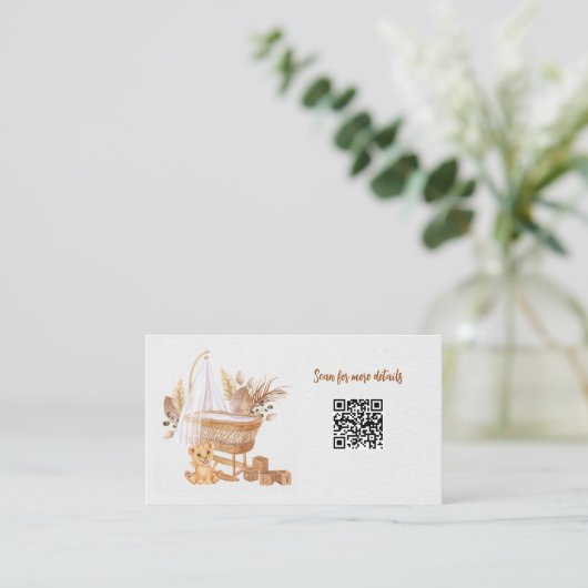 Boho Bassinet Nursery QR-code Informatiekaartje (Staand voorkant)