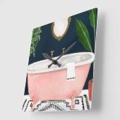 Boho Bath II Vierkante Klok (Hoek)