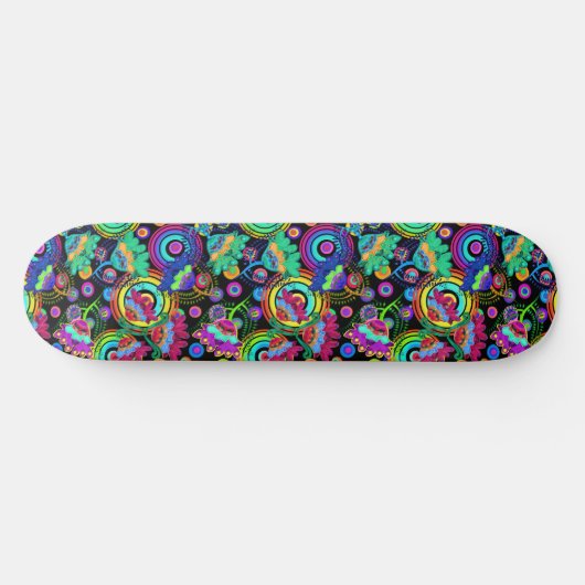 Boho Batik Bloemenvibes Skateboard (Horizontaal)