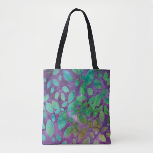 Boho Batik Paars Green Abstract Leaf Pattern Draagtas (Voorkant)