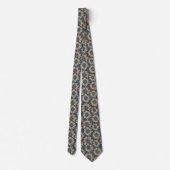 Boho Batik Sunflower Pattern op donkerblauw Stropdas (Achterkant)