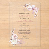 Boho Bautizo Uitnodiging Meisjes Acryl Uitnodiging Acryl Uitnodigingen (Voorkant)