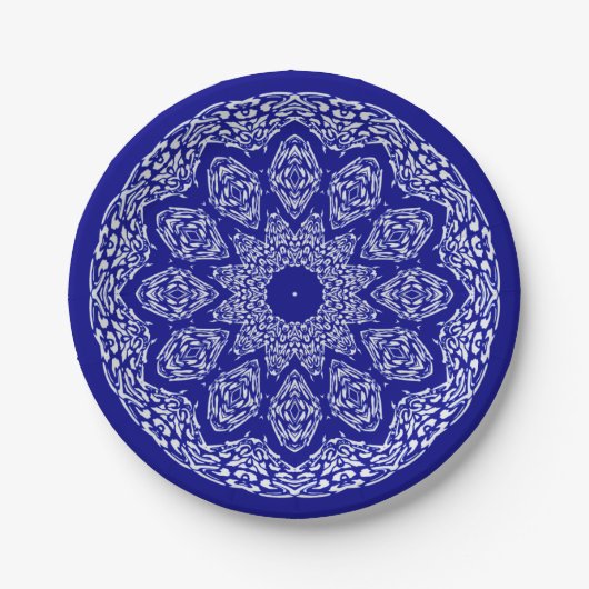Boho Bazaar, Mix & Match Cobalt Pattern Papieren Bordje (Voorkant)