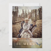 Boho Be Merry One Photo Gouden Kerstmis Feestdagenkaart (Voorkant)