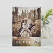 Boho Be Merry One Photo Gouden Kerstmis Feestdagenkaart (Staand voorkant)