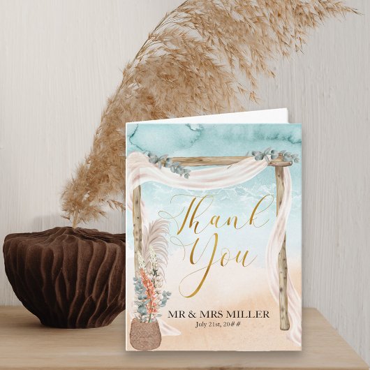 Boho Beach Arbor Destination Wedding Bedankkaart