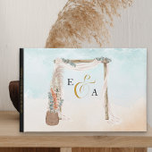 Boho Beach Arbor Monogrammed bruiloft Gastenboek