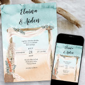 Boho Beach Arbor Waterverf Ocean Wedding Kaart