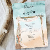 Boho Beach Arbor Waterverf Ocean Wedding Kaart