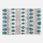 Boho Beach Blauwgroen Peach Bleek Grijze Waterverf Theedoek (Horizontaal)