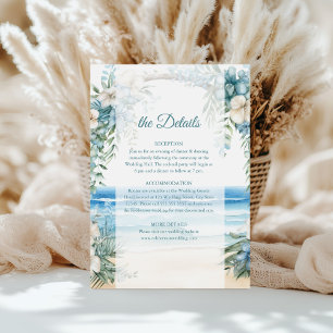 Boho Beach Blue Floral Arch Mariage Détails Carte