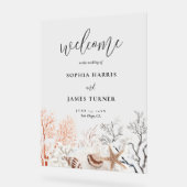 Boho Beach Coral Reef Mariage Bienvenue (Angle)