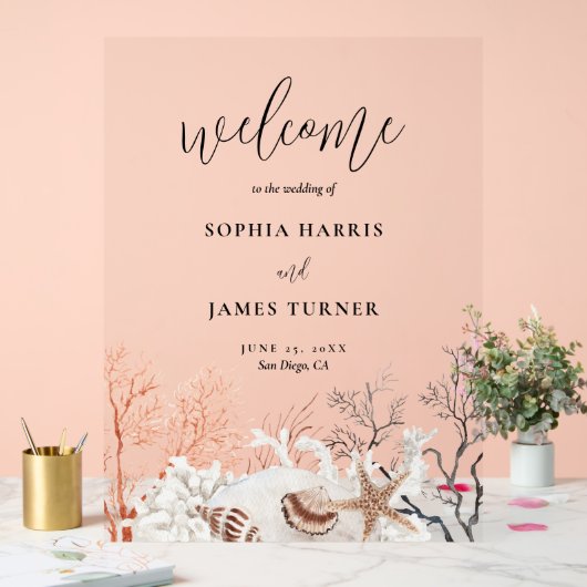 Boho Beach Coral Reef Mariage Bienvenue (Mariage)