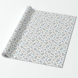 Boho Beach Kersen - beige blauw fruit patroon. Cadeaupapier