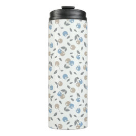 Boho Beach Kersen - beige blauwe fruitpatroon. Thermosbeker