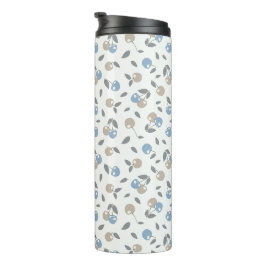 Boho Beach Kersen - beige blauwe fruitpatroon. Thermosbeker