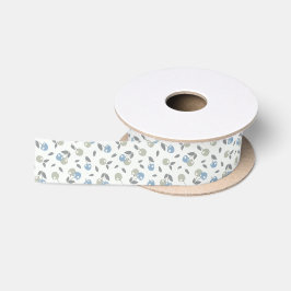 Boho Beach Kersen - salie blauwe fruit patroon. Lint