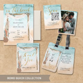 Boho Beach Monogram Huwelijksenvelopzegel Ronde Sticker