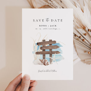 Boho Beach Ocean Save the Date