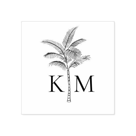 Boho Beach palmboom monogram Rubberstempel (Afrduk)