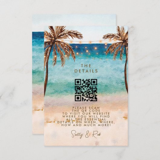 boho beach QR code carte d'information du mariage (Devant / Derrière)