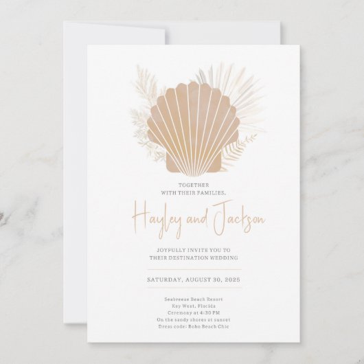 Boho Beach Shell Ocean Wedding Kaart (Voorkant)
