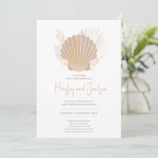 Boho Beach Shell Ocean Wedding Kaart (Staand voorkant)