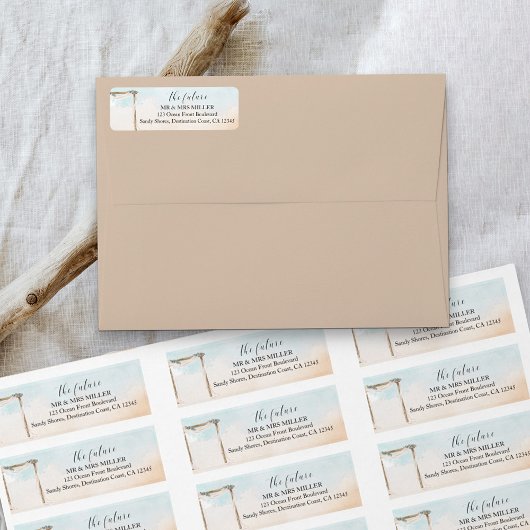 Boho Beach the future Mr and Mrs Return Address Etiket