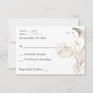 Boho Beach Tropical Beige Floral no Meal RSVP
