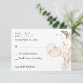 Boho Beach Tropical Beige Floral no Meal RSVP Kaartje (Staand voorkant)
