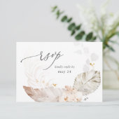 Boho Beach Tropical Beige Floral w Meal RSVP (Staand voorkant)