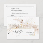 Boho Beach Tropical beige Floral w Meal RSVP 2 Kaartje (Voorkant / Achterkant)