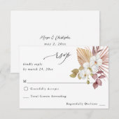 Boho Beach White Floral no Repas RSVP (Devant / Derrière)