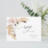 Boho Beach White Floral w Meal RSVP Kaartje (Staand voorkant)