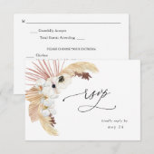 Boho Beach White Floral w Meal RSVP Kaartje (Voorkant / Achterkant)