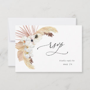 Boho Beach White Floral w Meal RSVP Kaartje