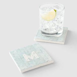 Boho Beach Wood Rustiek Monogram Kust Modern Stenen Onderzetter