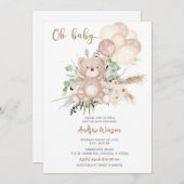Boho Bear Baby shower Invitation garçon (Devant / Derrière)