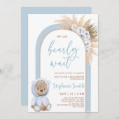 Boho Bear Baby shower Invitation garçon (Devant / Derrière)