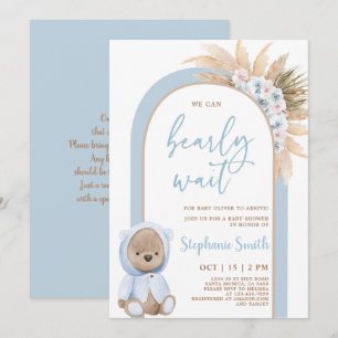 Boho Bear Baby shower Invitation garçon