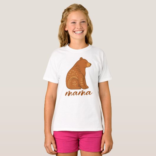 Boho Bear Mama T-Shirt (Devant entier)