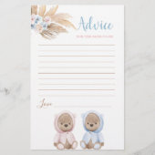 Boho Bear Twins Conseils pour maman d'être carte (Devant)