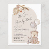 Boho Bearly Wait Teddy Bear Baby shower Invitation (Voorkant)